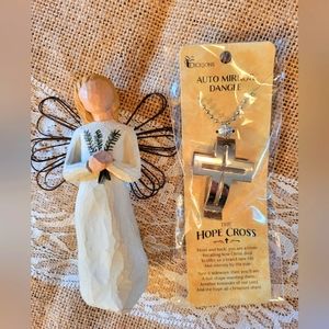 Lot of 2 NWT hope cross auto dangle and angel of remembrance willow tree